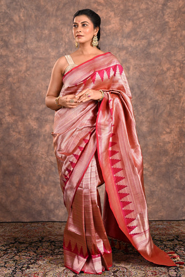 Ruby Red Katan Silk Banarasi Saree