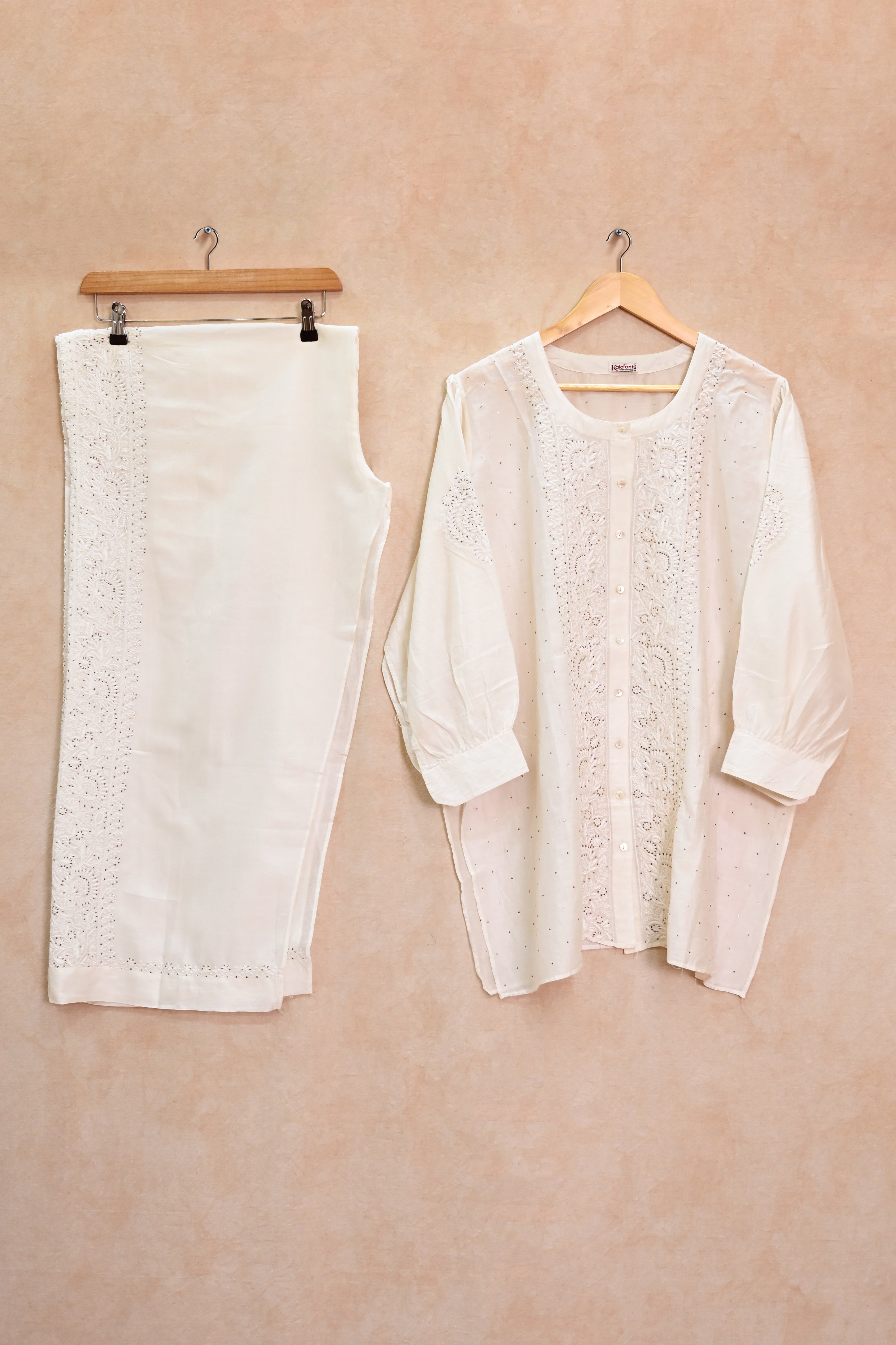 Off White Chanderi Co-ord Set
