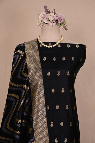 Black Banarasi Dupion Silk Suit