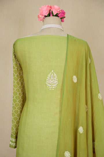 Olive Chanderi Chikankari Suit