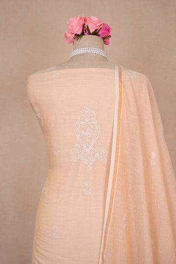 Beige Tissue Chanderi Chikankari Suit