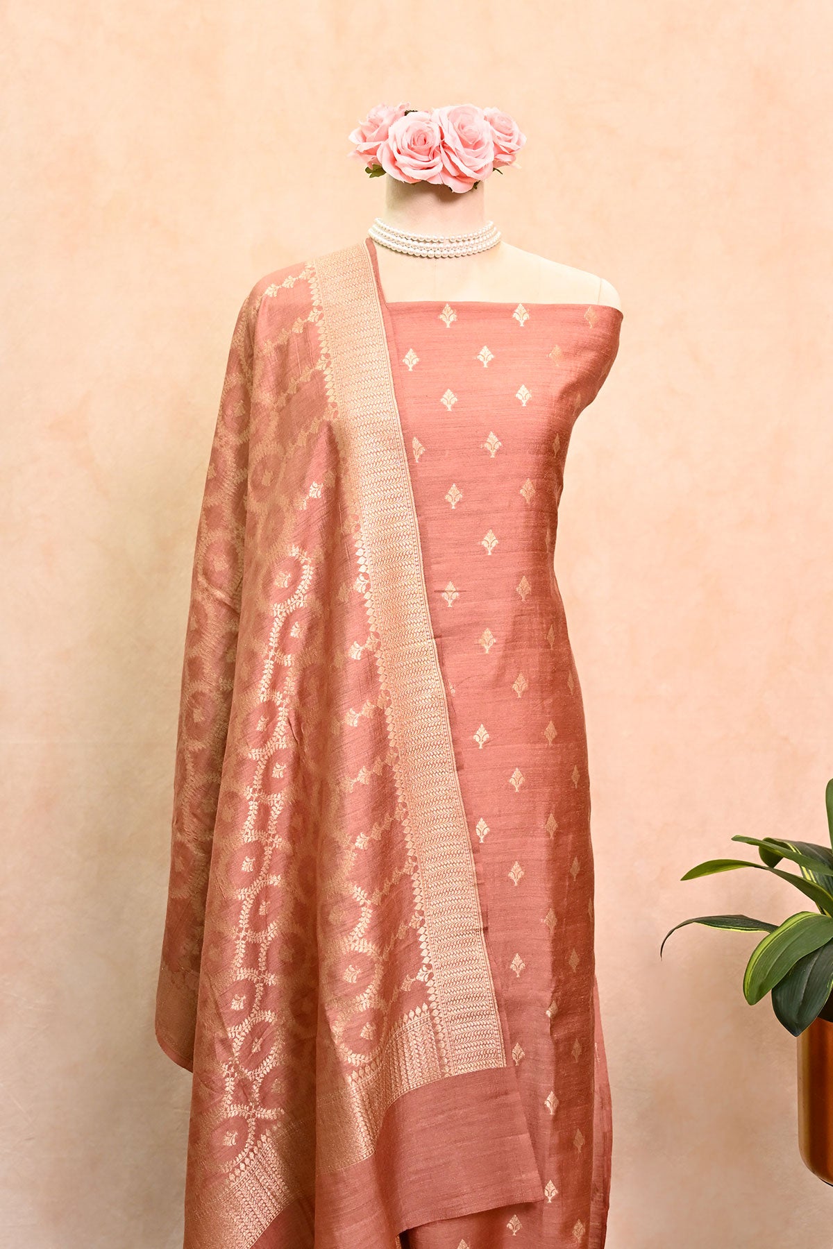 Soft brown Moonga Tussar Suit