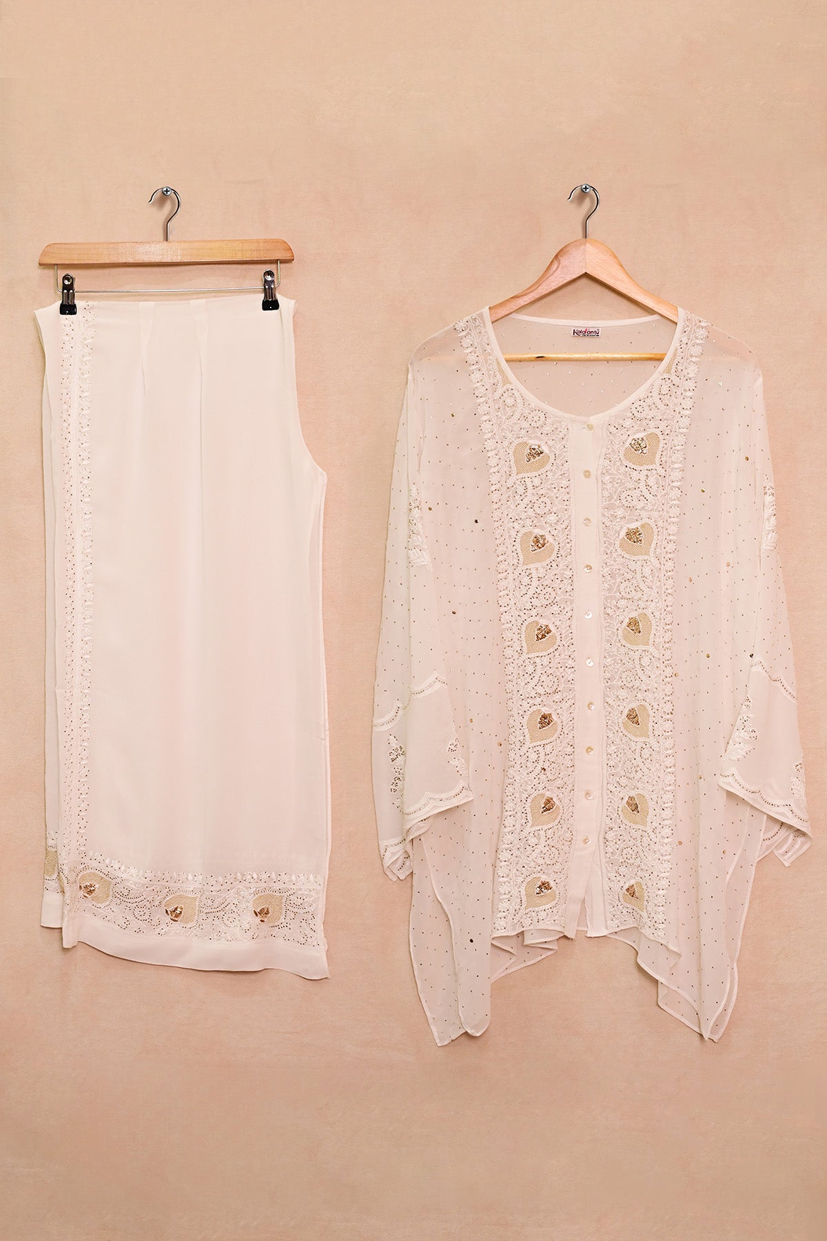 Off White Georgette Chikankari Co-ord set