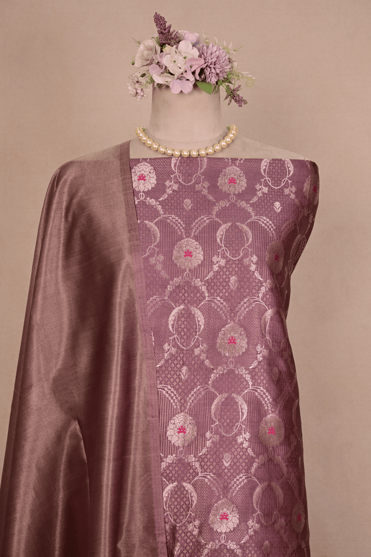 Metallic Purple Banarasi Mulberry Silk Suit