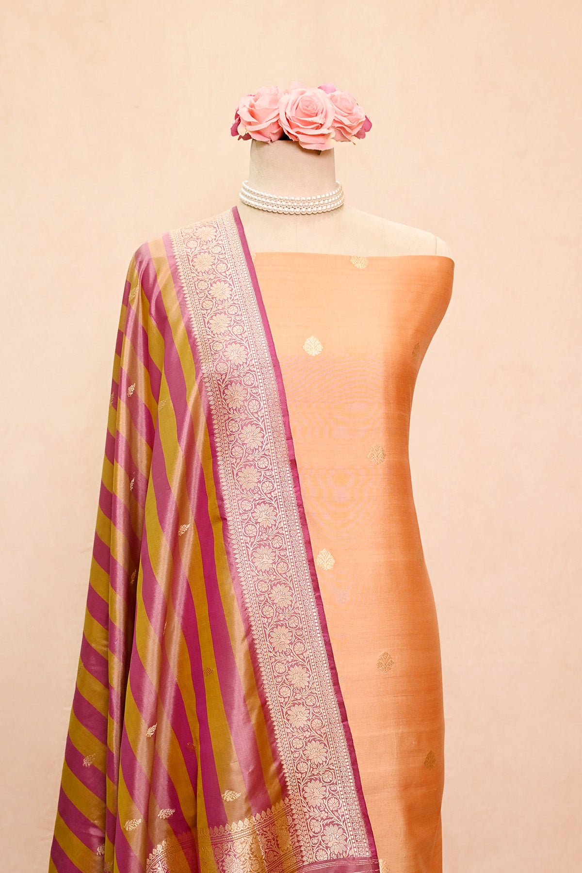 Cantaloupe Chanderi Silk Banarasi Suit