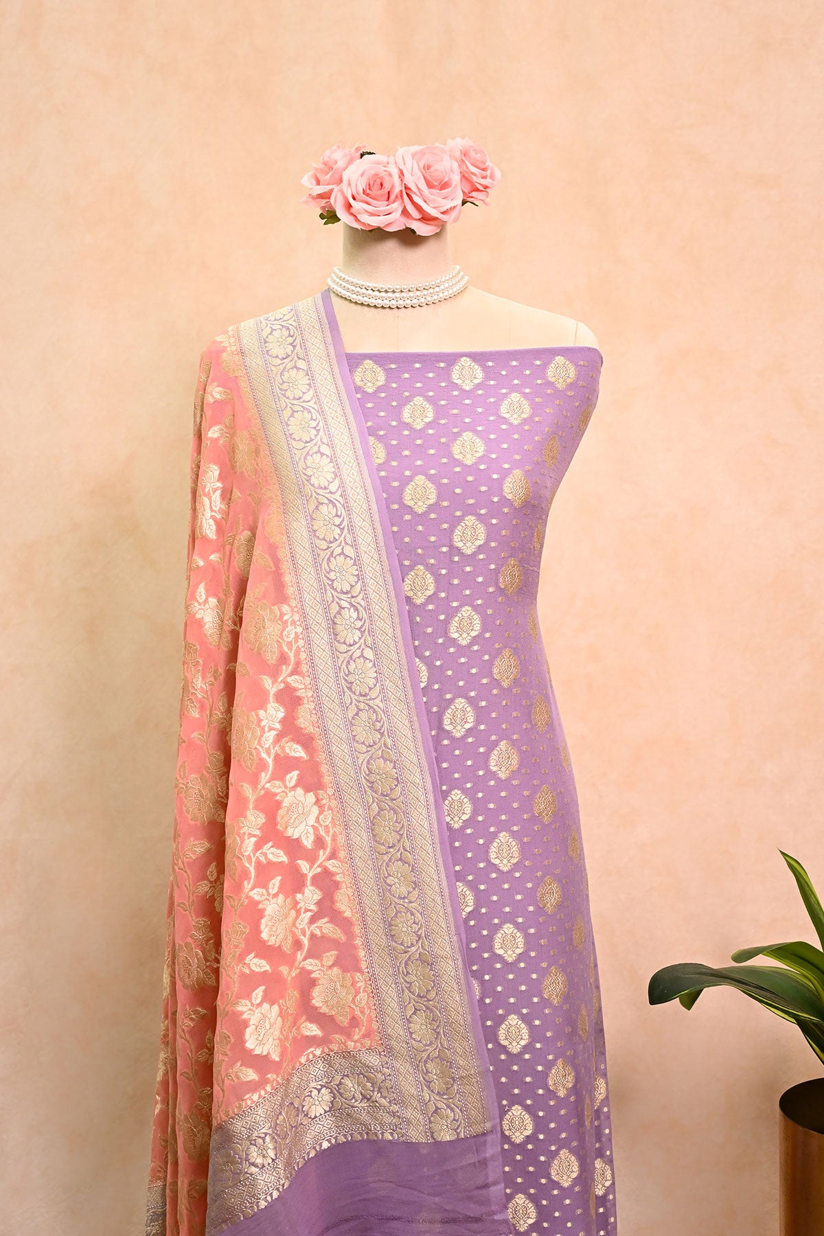Purple Banarasi Khaddi Georgette Suit