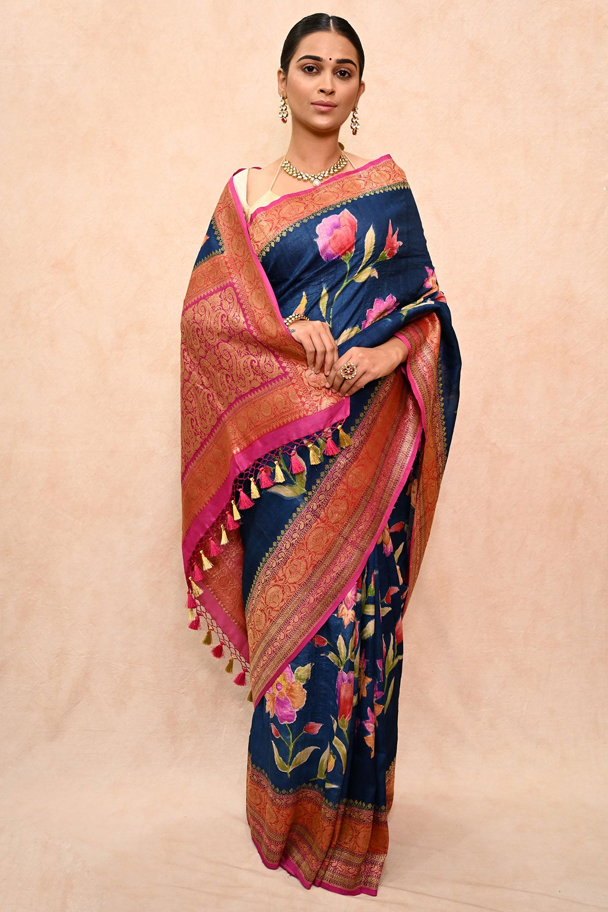 Tussar Georgette Banarasi Saree with Hand Brush Dye