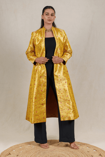 Sunshine Yellow Brocade Silk Banarasi Jacket