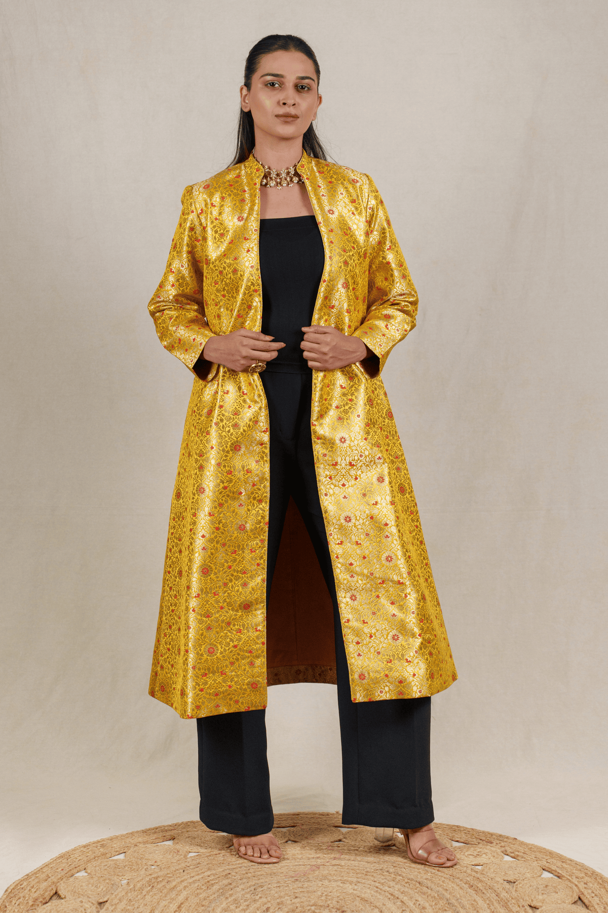 Sunshine Yellow Brocade Silk Banarasi Jacket