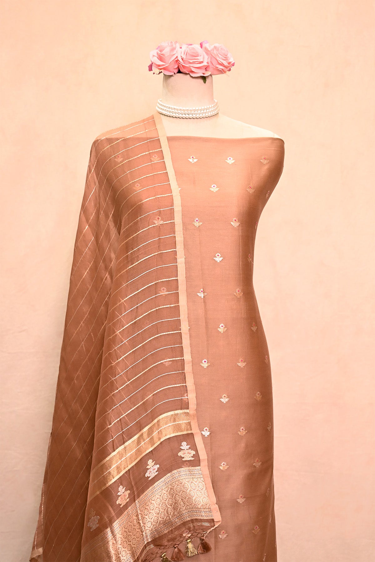 Soft Brown Chiniya Silk Banarasi Suit