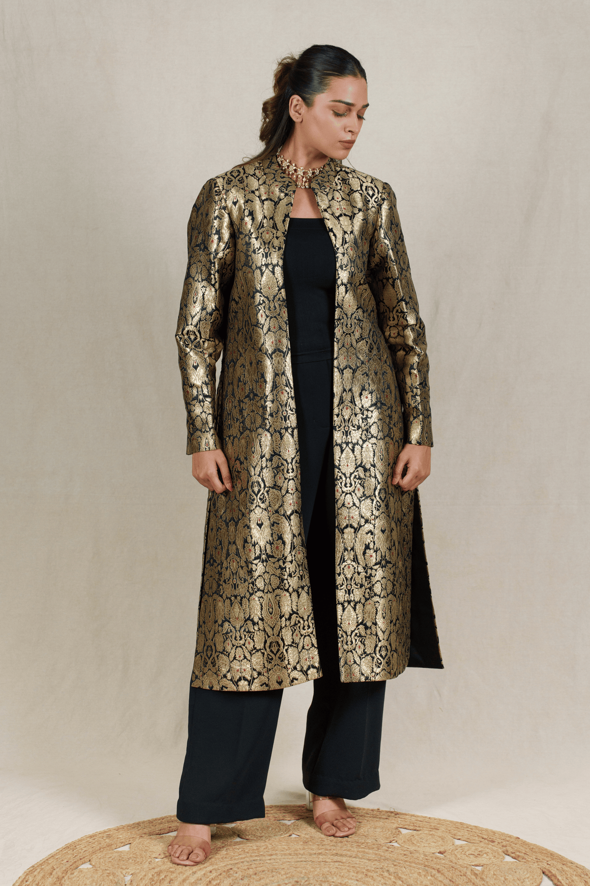 Classic Black Brocade Silk Banarasi Jacket