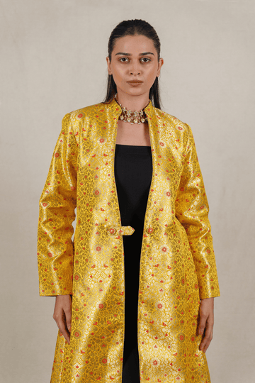 Sunshine Yellow Brocade Silk Banarasi Jacket