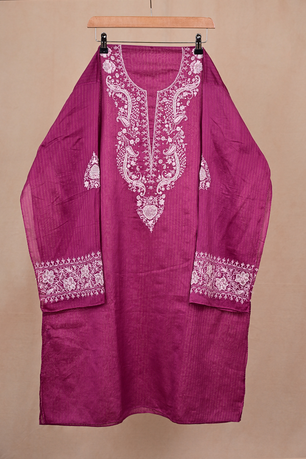 Grape Purple Chanderi Chikankari Co-ord Set