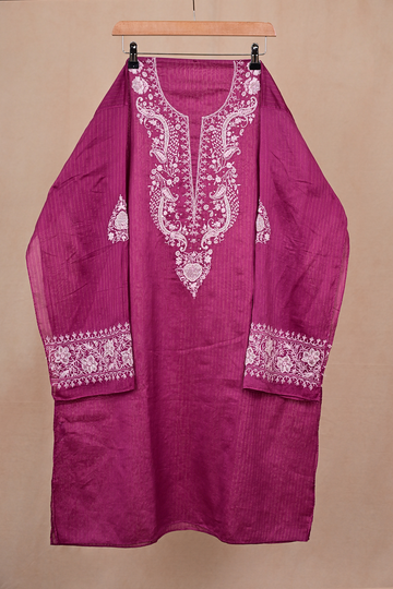 Grape Purple Chanderi Chikankari Co-ord Set