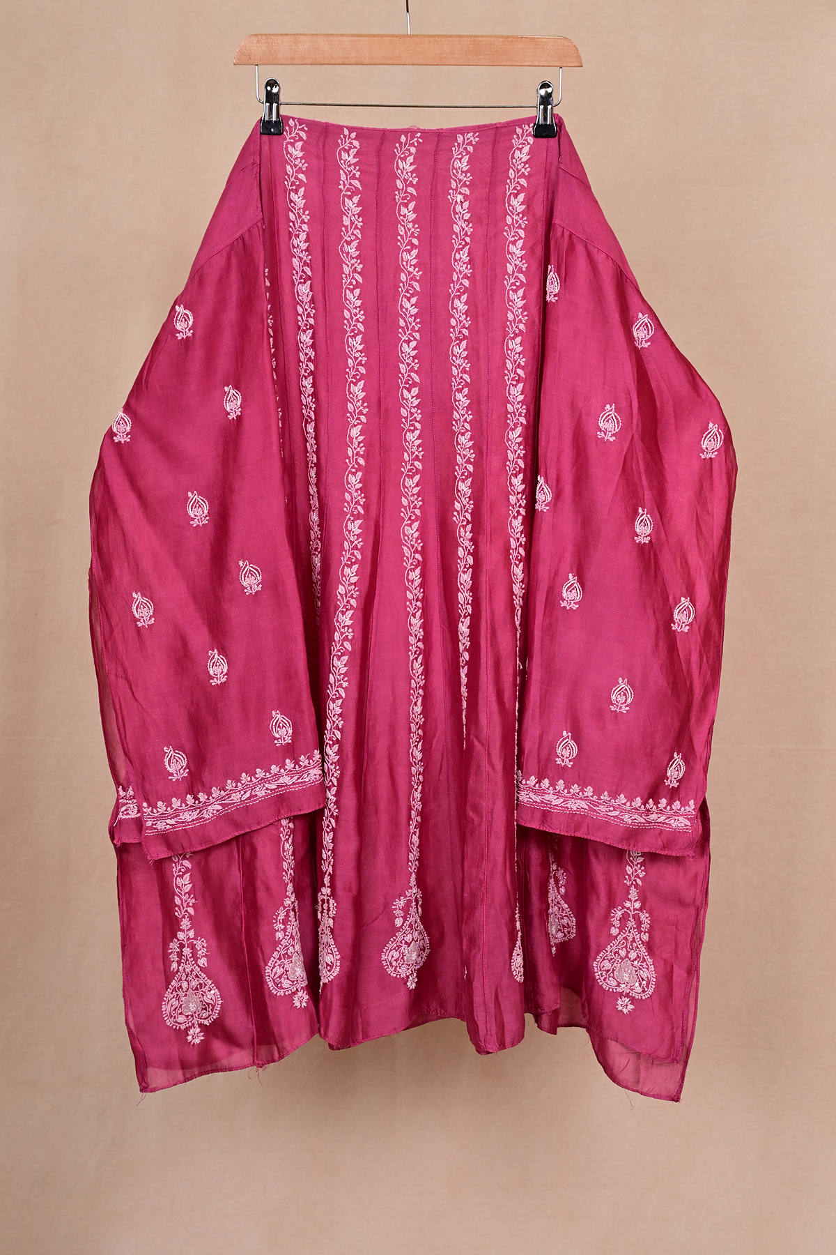 Wine Soft Silk Chikankari Co-ord Set