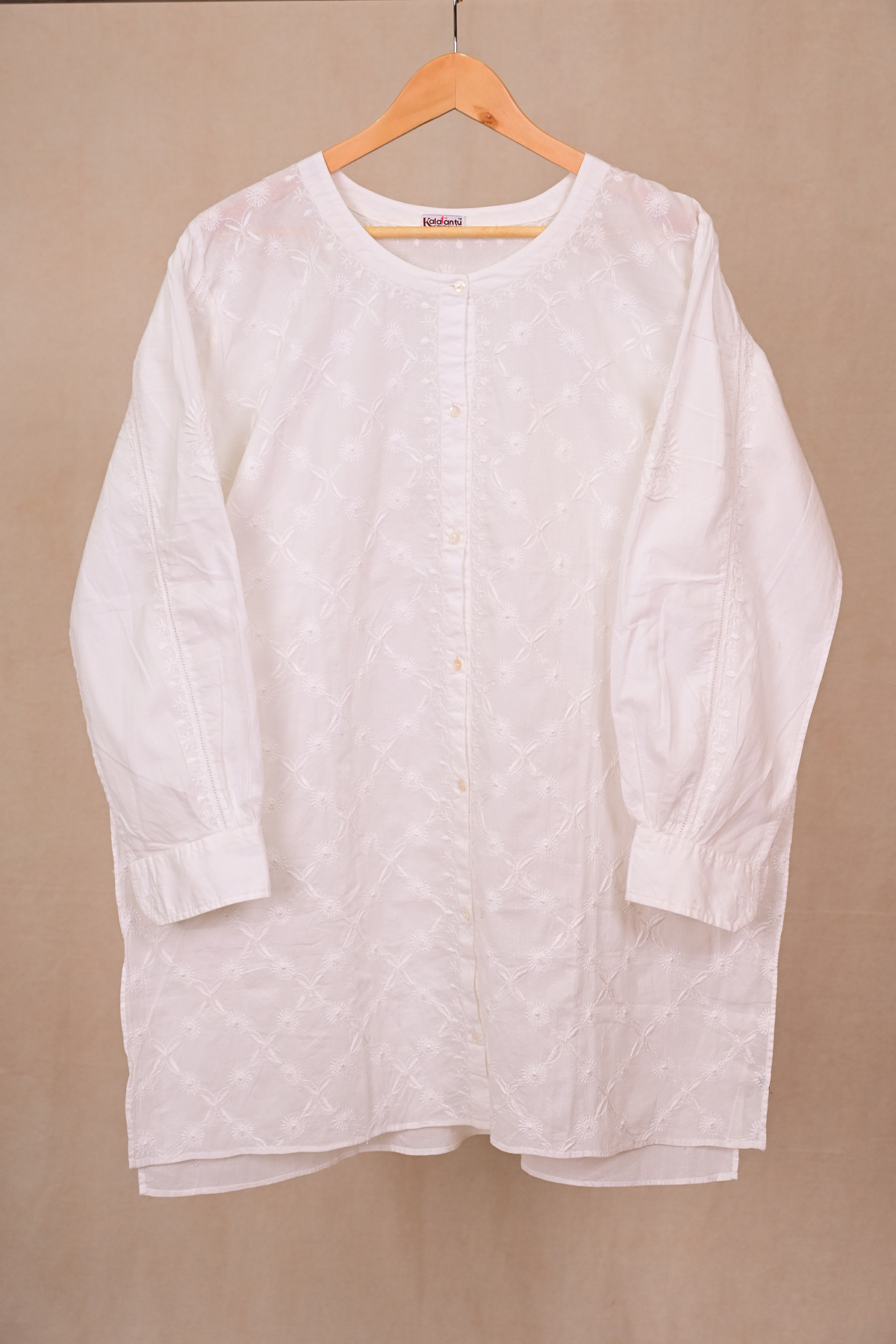 White Dobby Cotton Chikankari Co-ord Set