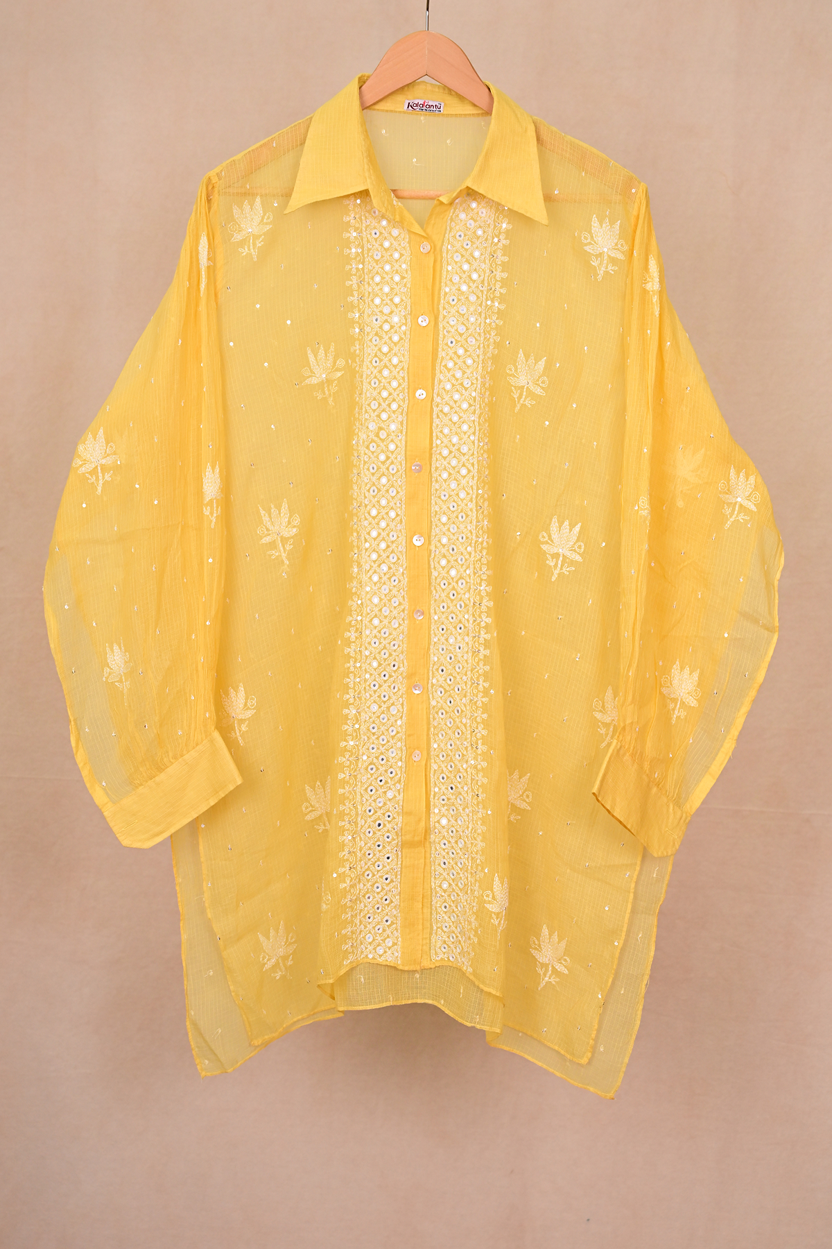 Yellow Kota Cotton Chikankari Co-ord Set