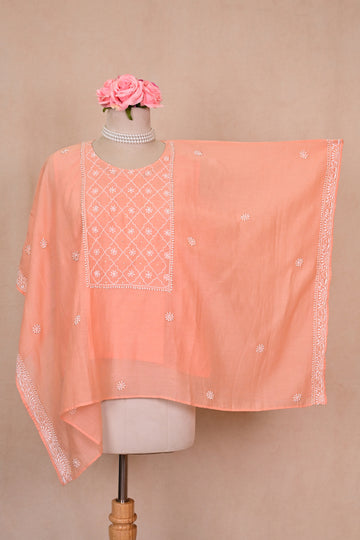Light Peach Chanderi Chikankari Kaftan