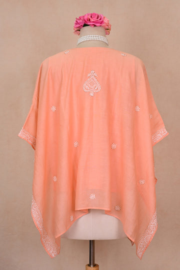Light Peach Chanderi Chikankari Kaftan