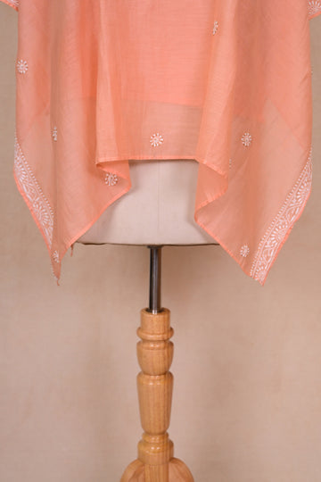 Light Peach Chanderi Chikankari Kaftan
