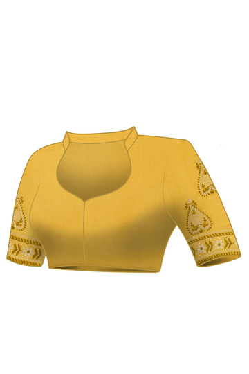 Mustard Yellow Tussar Moonga Chikankari Saree
