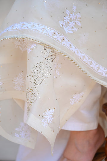 Ivory White Organza Chikankari Suit