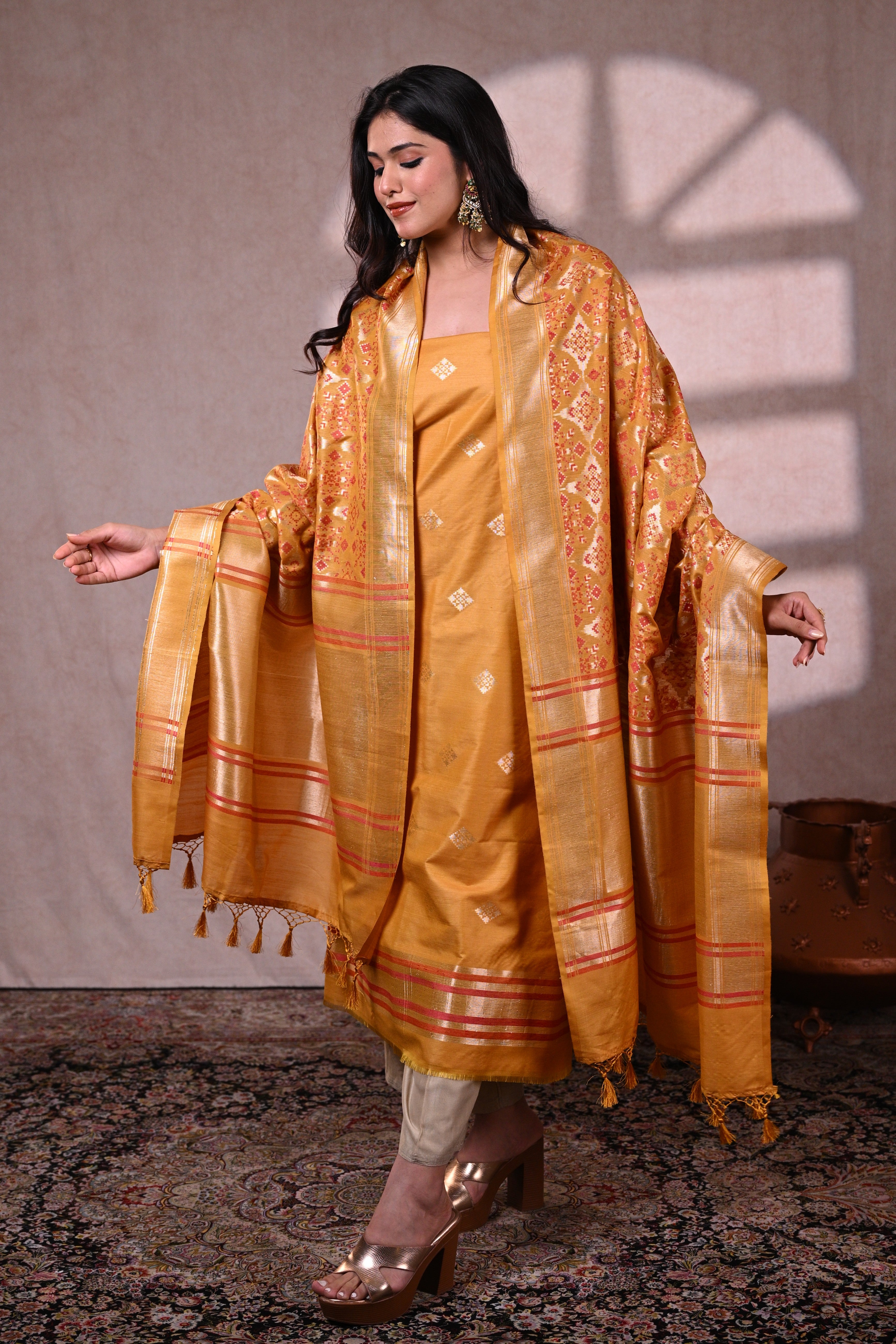 Mustard Yellow Banarasi Dupion Silk Suit