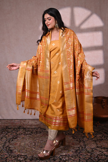 Mustard Yellow Banarasi Dupion Silk Suit