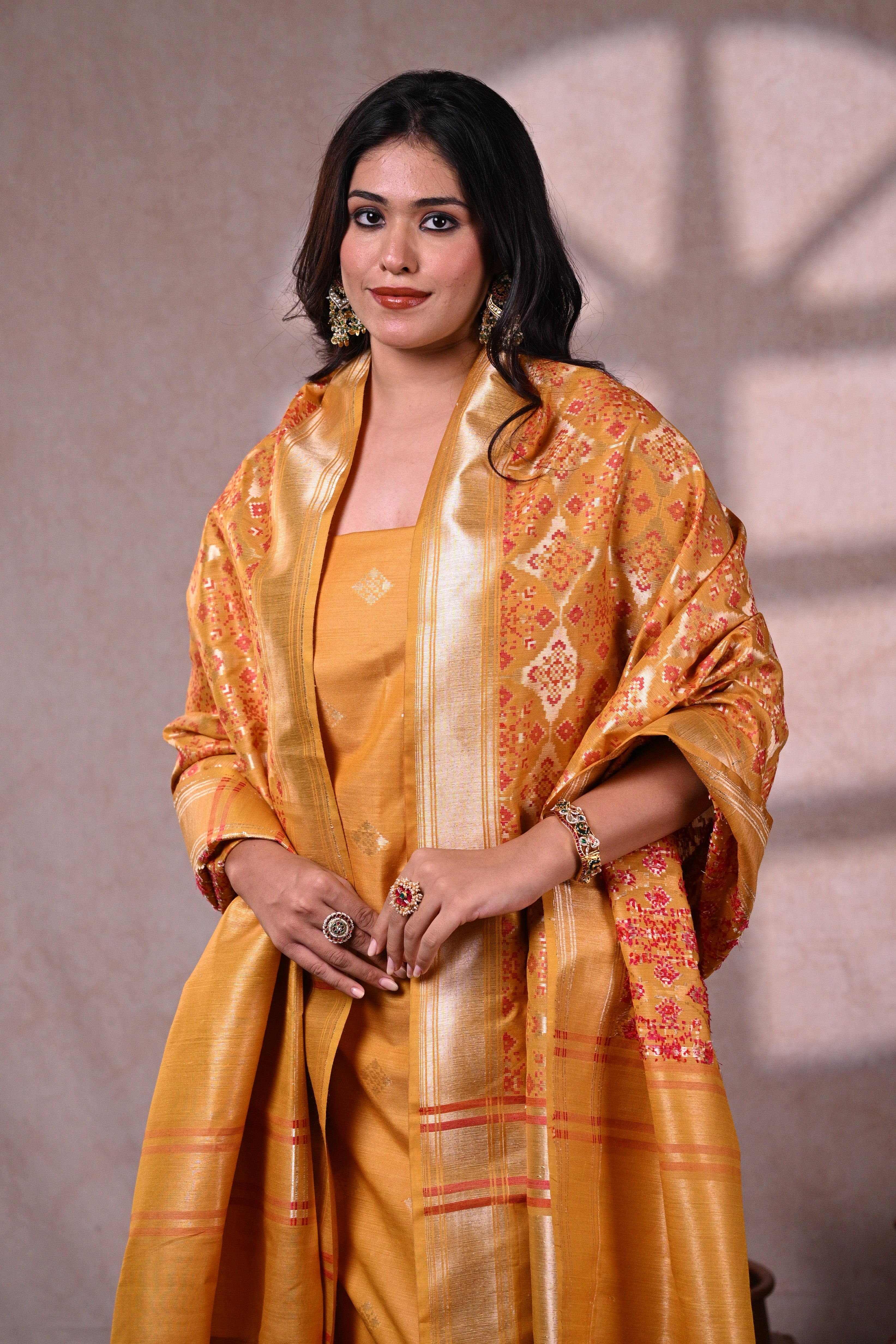 Mustard Yellow Banarasi Dupion Silk Suit