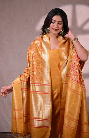Mustard Yellow Banarasi Dupion Silk Suit