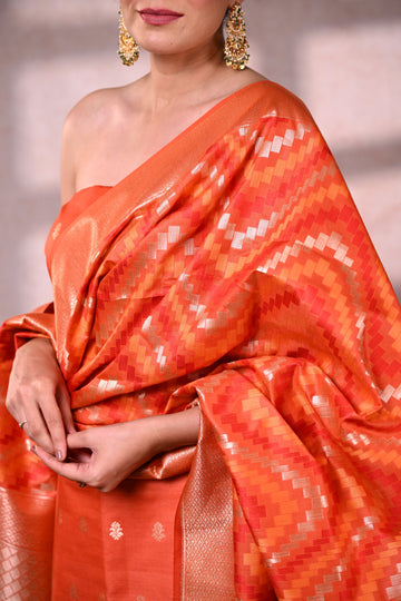 Sunrise Orange Banarasi Dupion Silk Suit