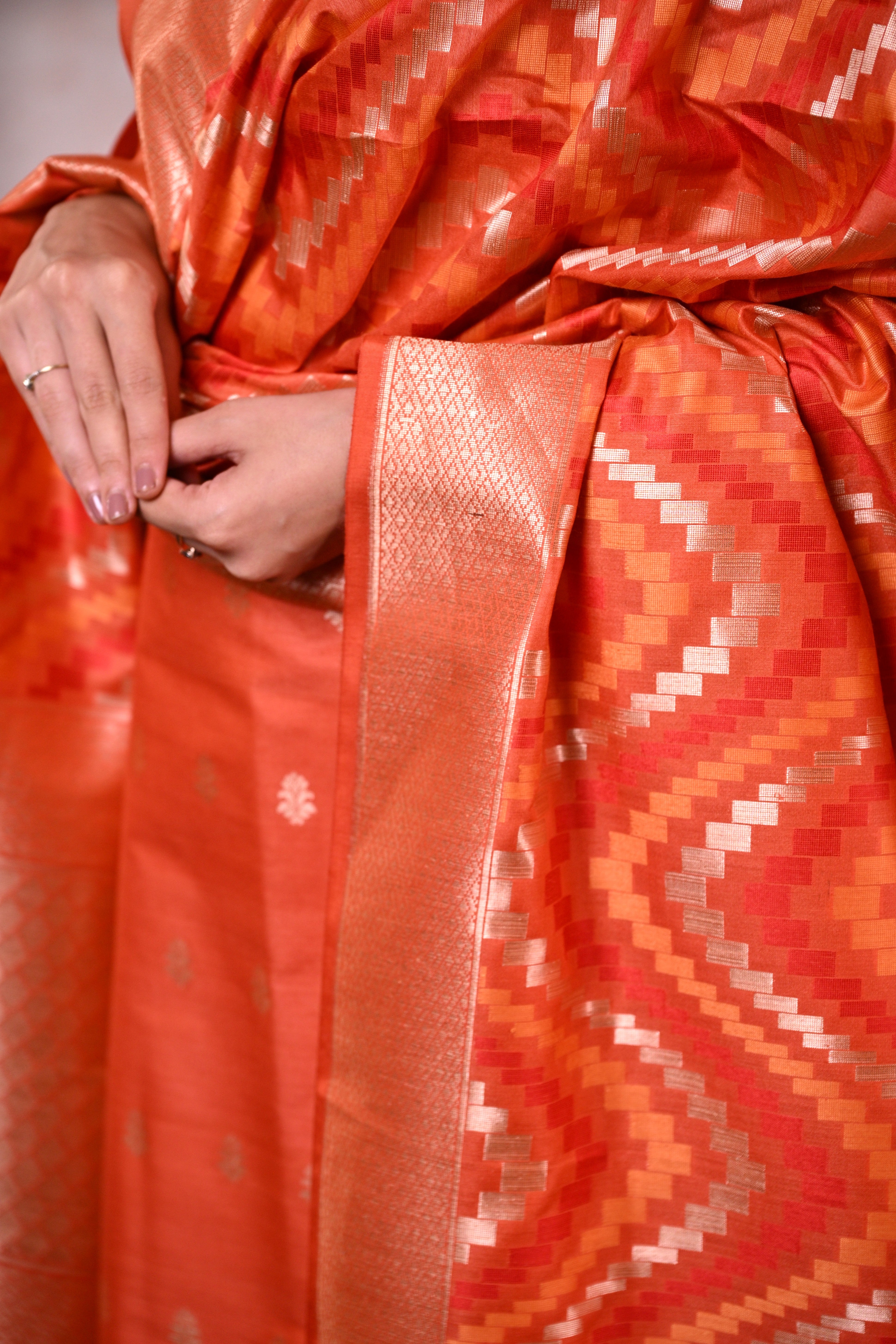 Sunrise Orange Banarasi Dupion Silk Suit