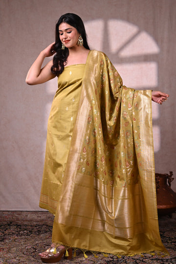 Pistachio Green Banarasi Dupion Silk Suit