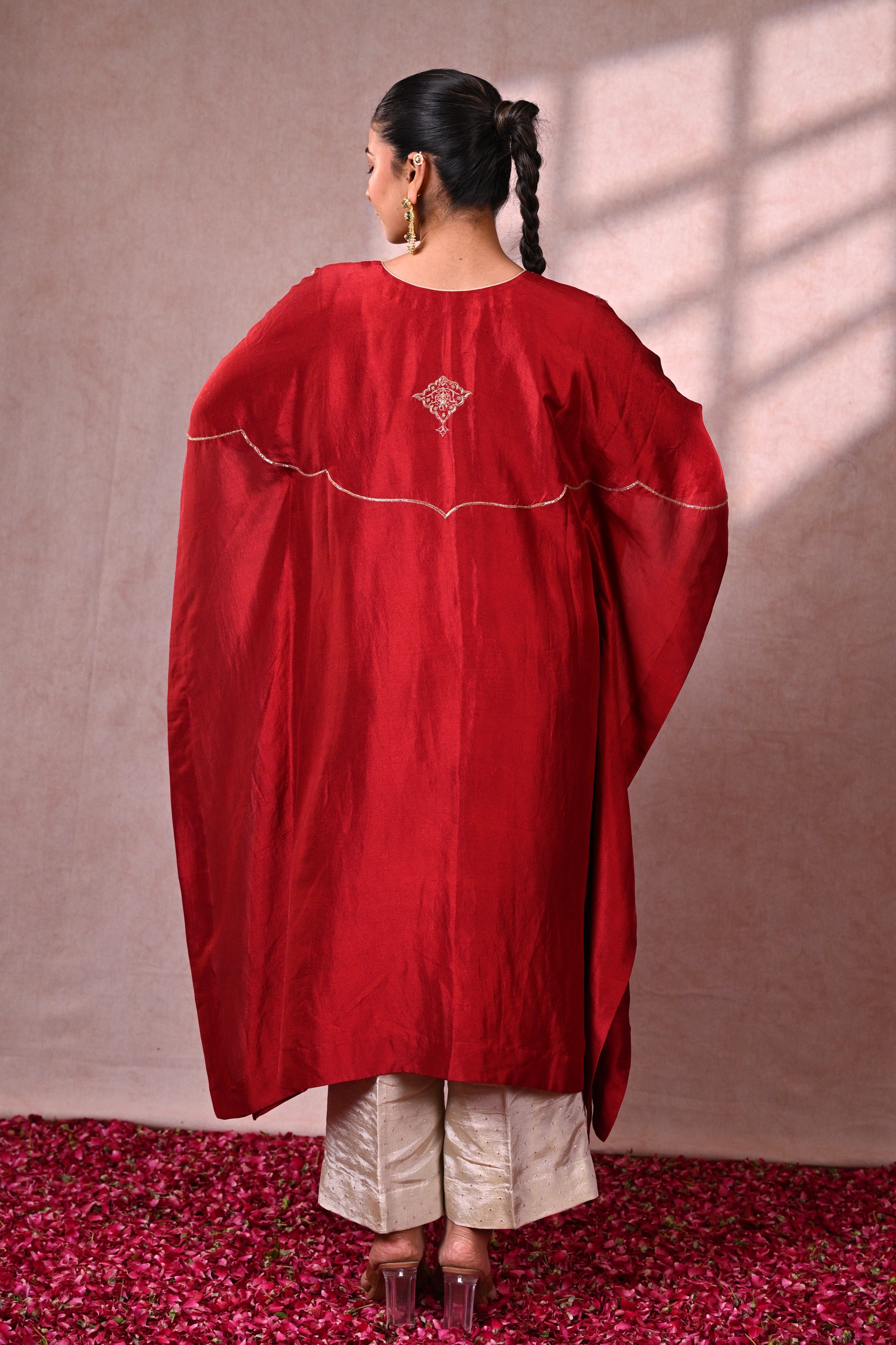 Crimson Dupion Silk Kaftan