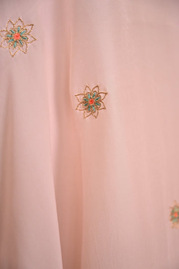 Pale Pink Crepe Zardozi Kaftan