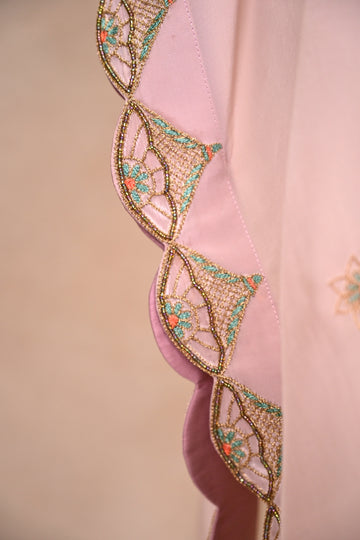 Pale Pink Crepe Zardozi Kaftan