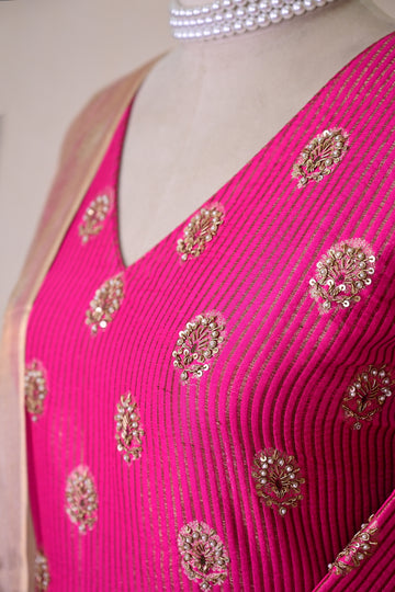 Rani Pink Silk Zardozi Suit