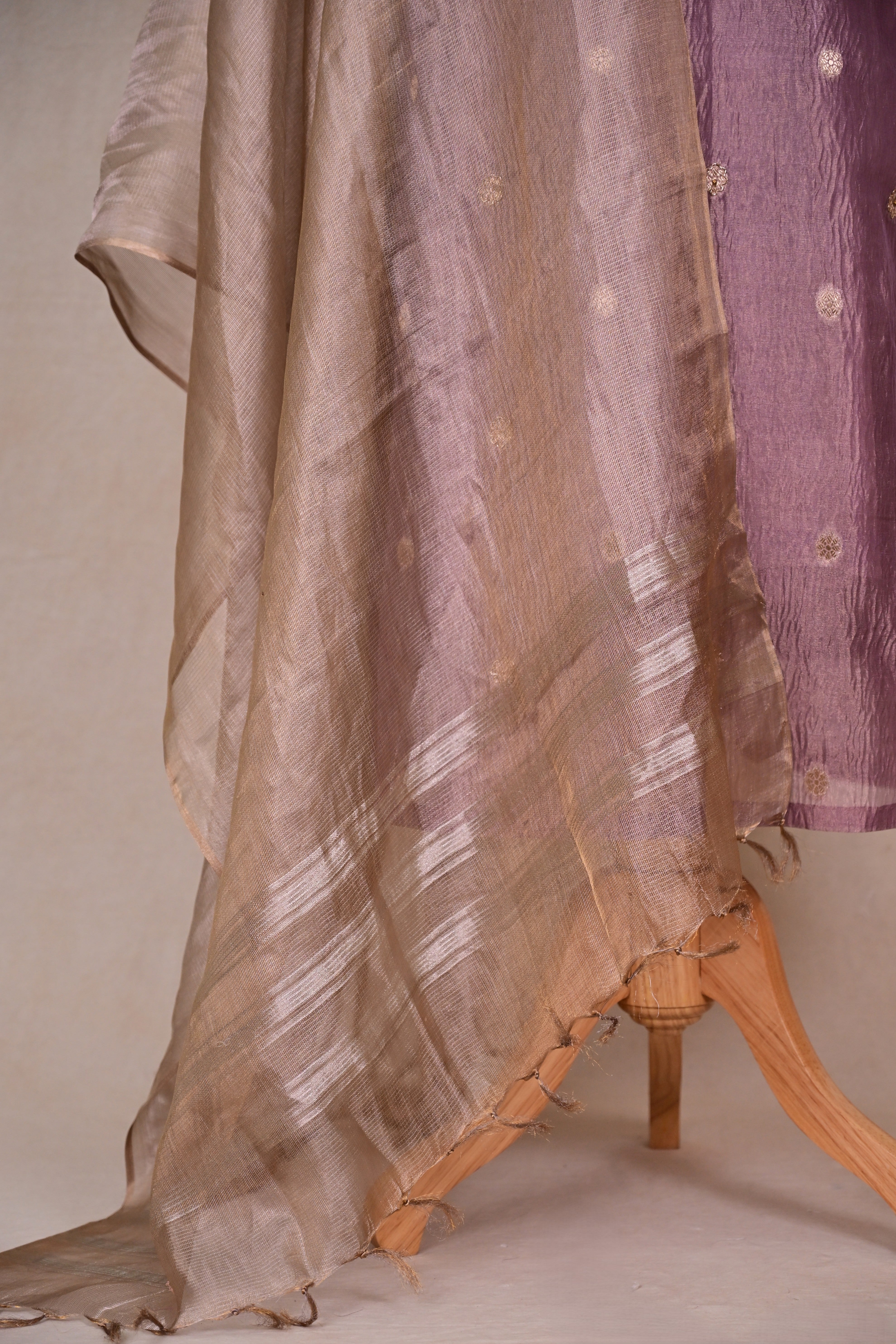 Lavender Purple Tissue Silk Zardozi Suit