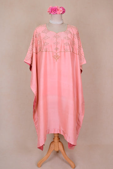 Peach Dupion Silk Kaftan