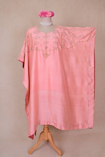 Peach Dupion Silk Kaftan