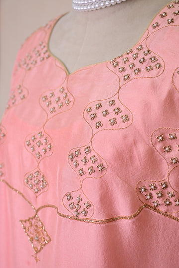Peach Dupion Silk Kaftan