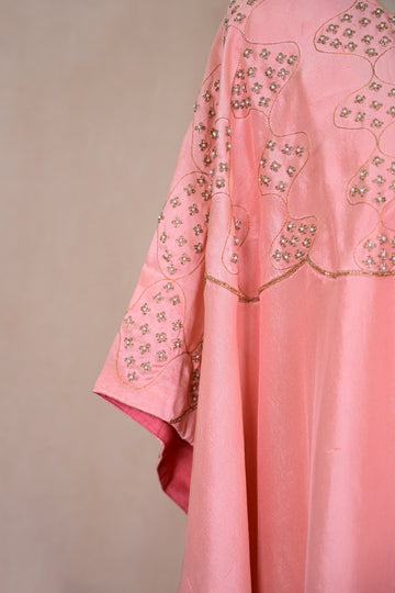 Peach Dupion Silk Kaftan