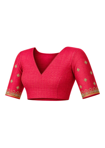 Ruby Maheshwari Silk Zardozi Saree