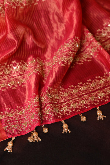 Ruby Maheshwari Silk Zardozi Saree