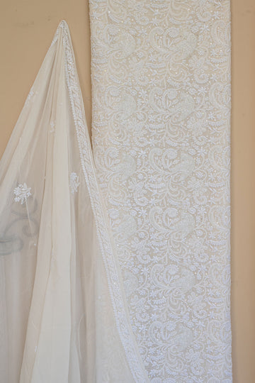 Off White Georgette Chikankari Suit