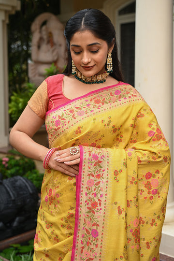 Tussar Georgette Jamdani Banarasi Saree