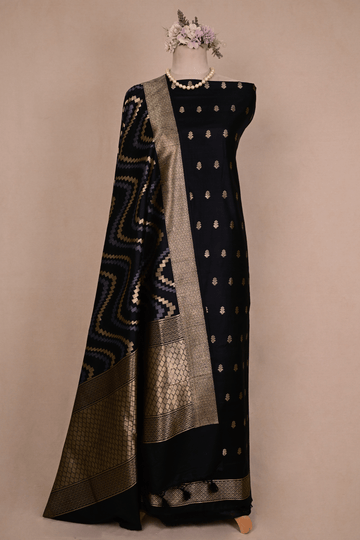 Black Banarasi Dupion Silk Suit