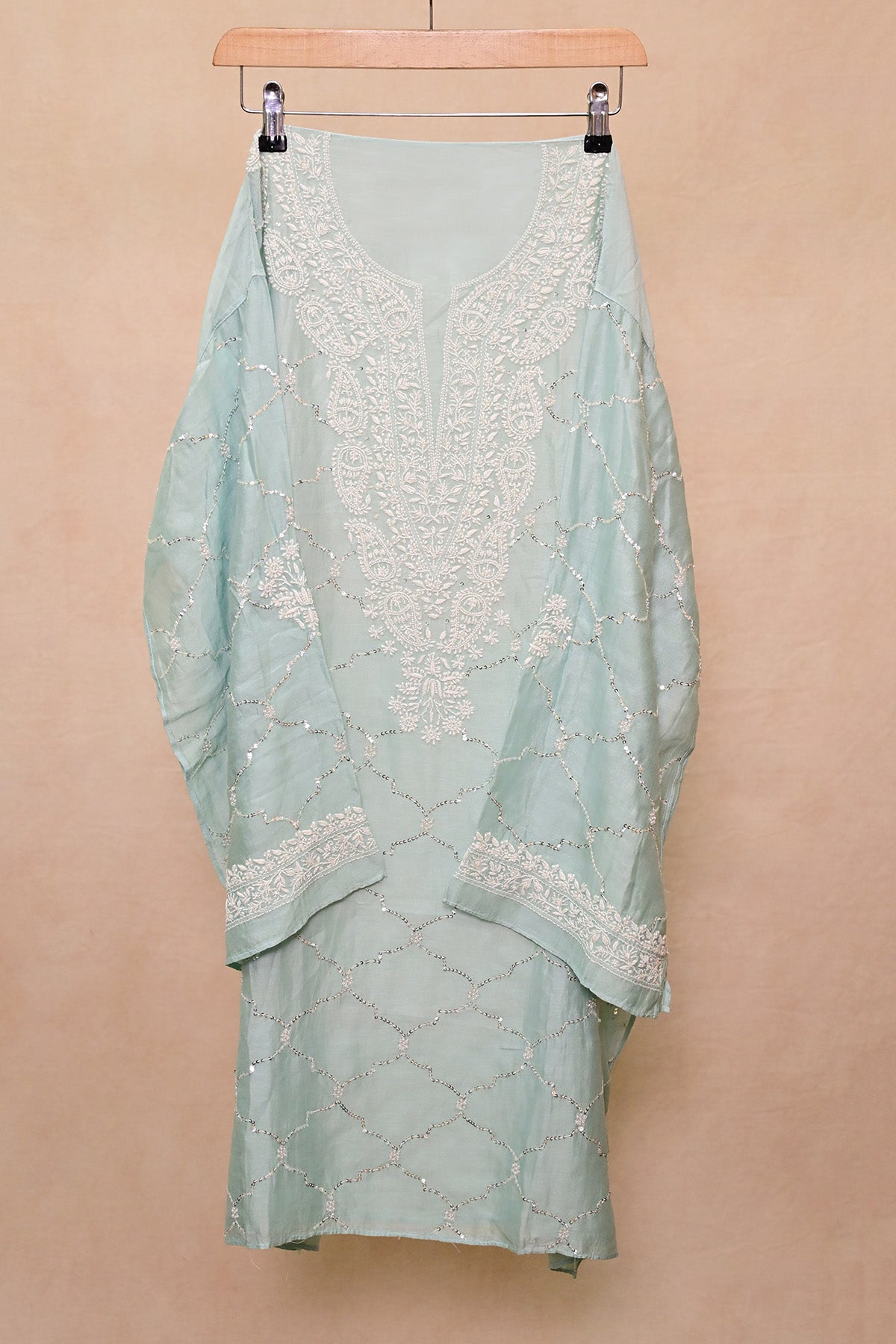 Light Aqua Soft Silk Chikankari Co-ord set