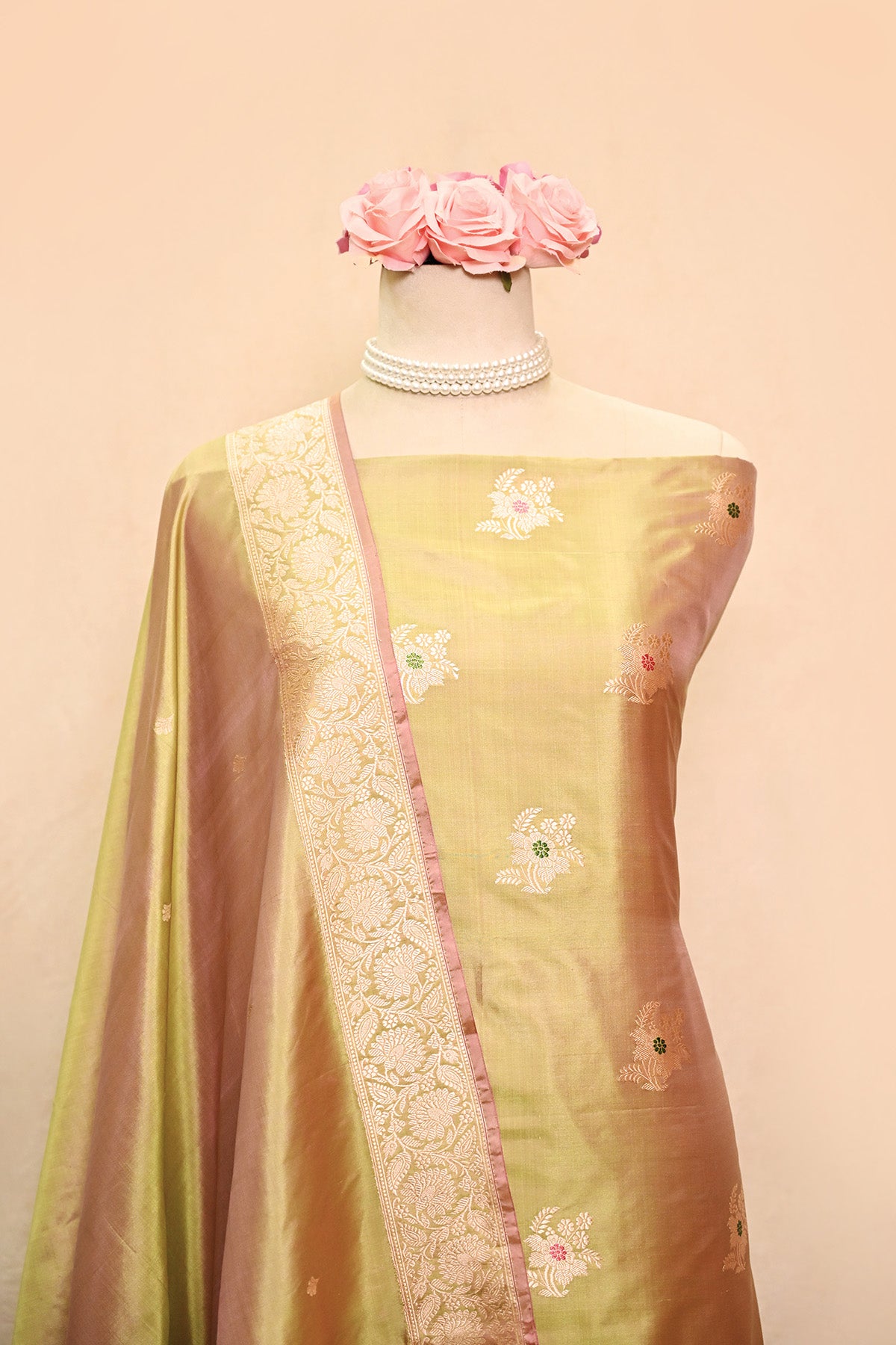 Pista Green Katan Silk Banarasi Suit
