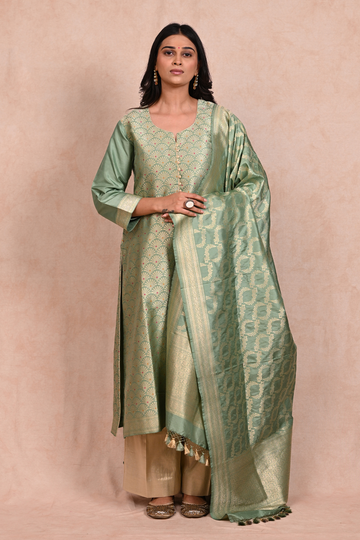 Sea Green Banarasi Brocade Suit